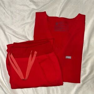 Figs Pop Red Scrub Set